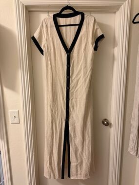 Commense Cream Maxi Dress with Black Trim